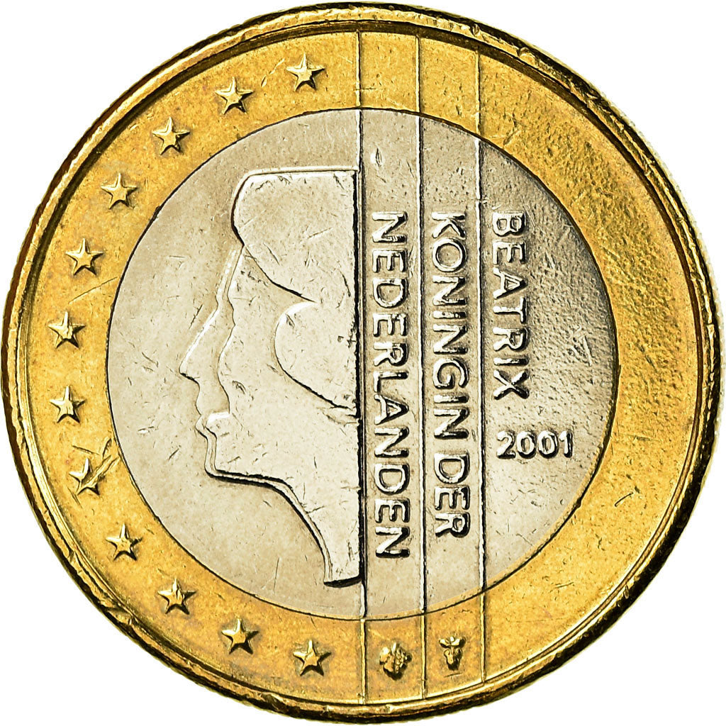 Nederland, Euro, 2001, ZF+, Bi-Metallic, KM:240