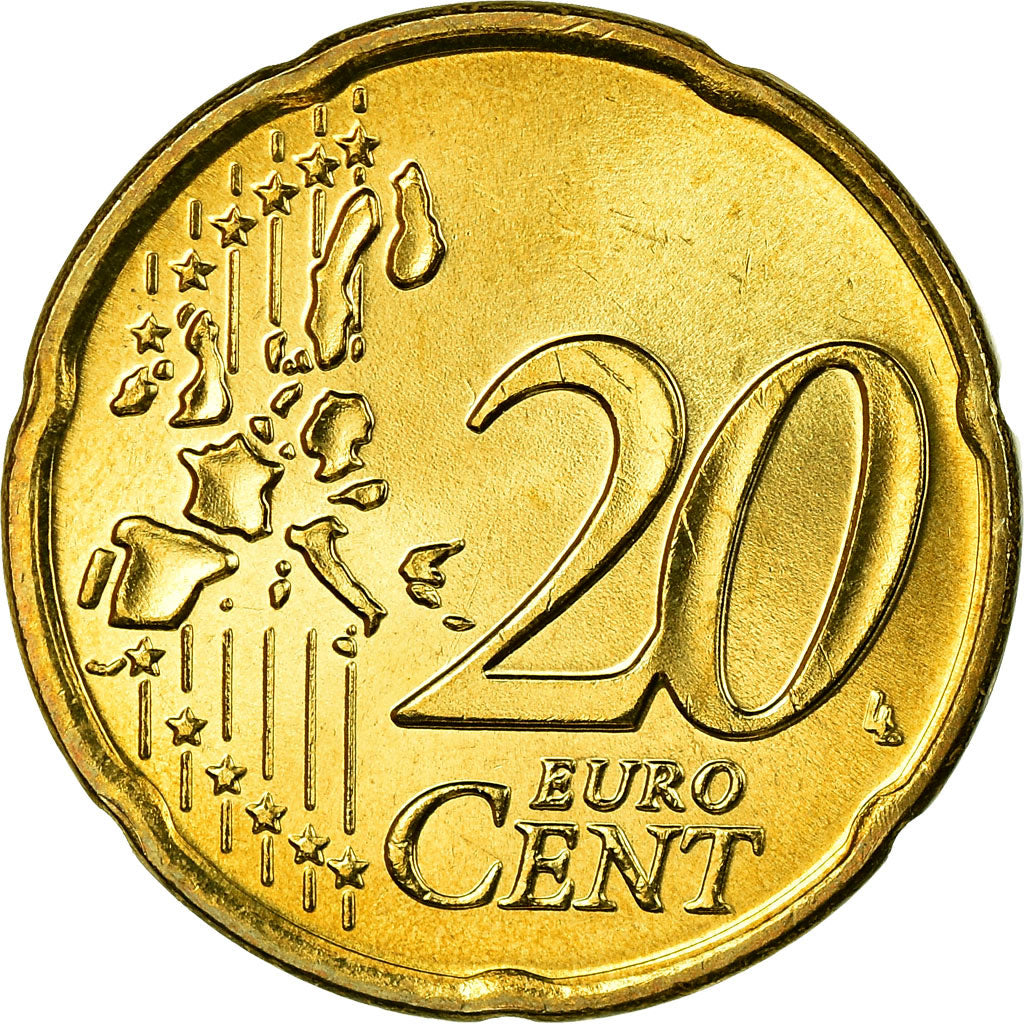 Greece, 20 Euro Cent, 2004, AU(55-58), Brass, KM:185