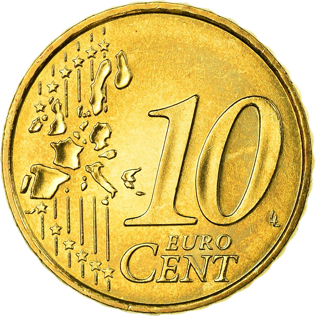 Francia, 10 Euro Cent, 2002, SPL, Ottone, Gadoury:4a, KM:1285