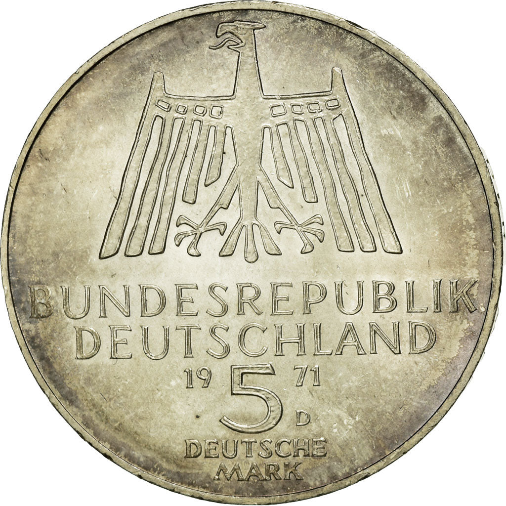 Coin, GERMANY - FEDERAL REPUBLIC, 5 Mark, 1971, Munich, Germany, AU(55-58)