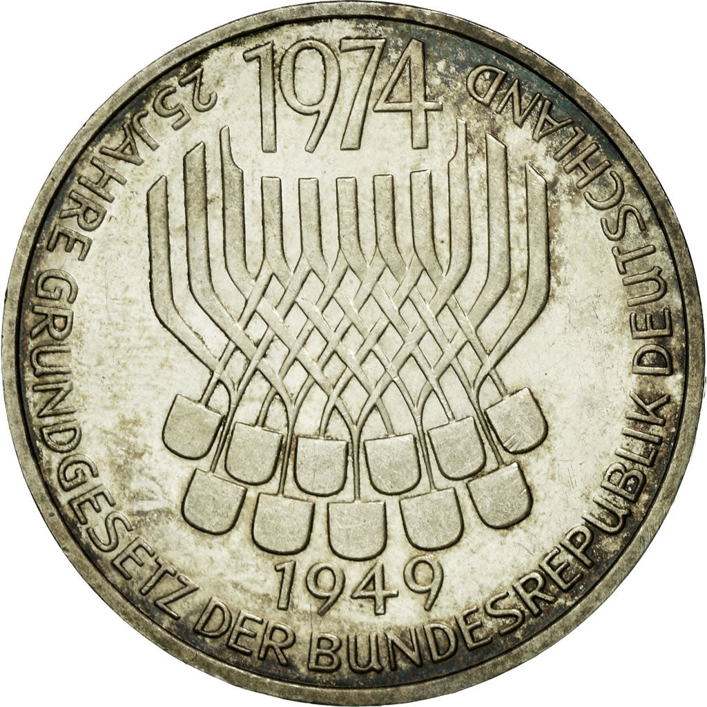 Coin, GERMANY - FEDERAL REPUBLIC, 5 Mark, 1974, Stuttgart, Germany, MS(60-62)