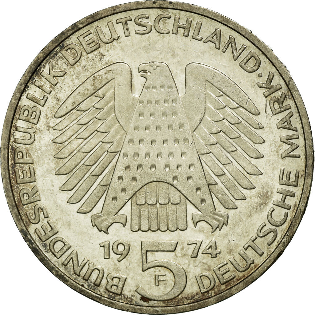 Coin, GERMANY - FEDERAL REPUBLIC, 5 Mark, 1974, Stuttgart, Germany, MS(60-62)