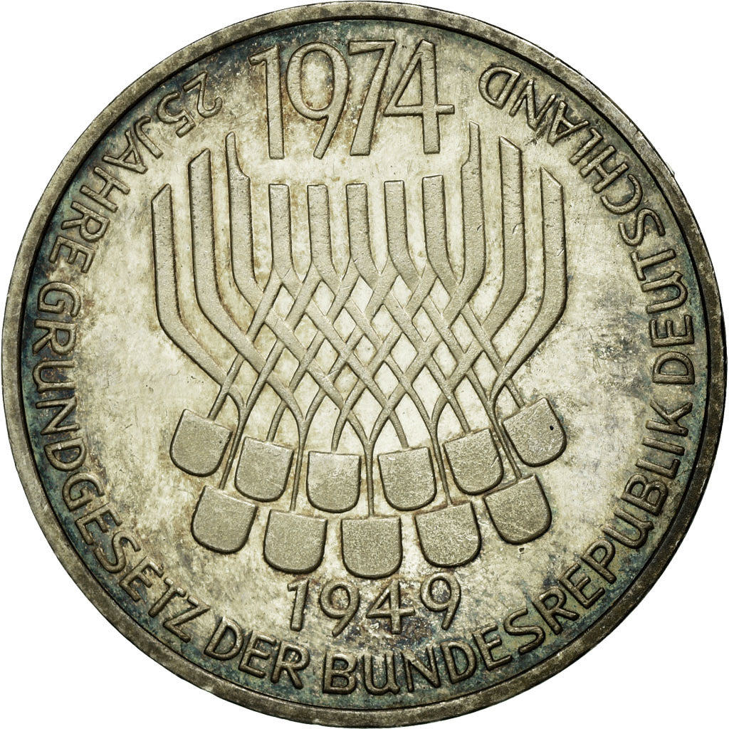 Coin, GERMANY - FEDERAL REPUBLIC, 5 Mark, 1974, Stuttgart, Germany, MS(60-62)