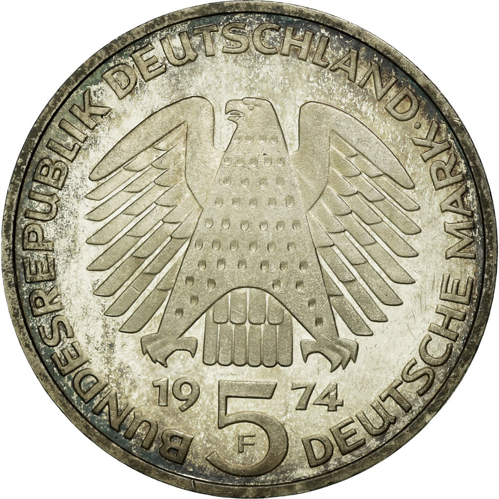 Coin, GERMANY - FEDERAL REPUBLIC, 5 Mark, 1974, Stuttgart, Germany, MS(60-62)
