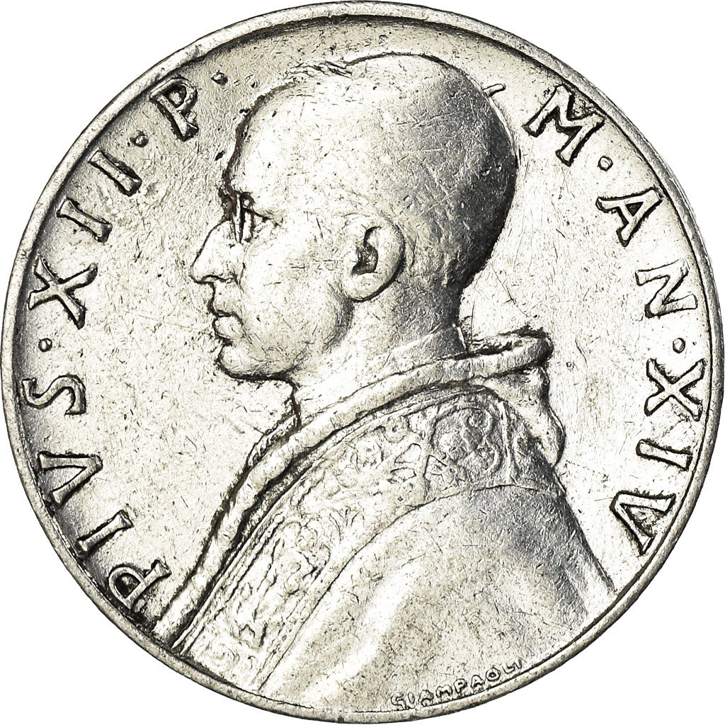Moneda, CIUDAD DEL VATICANO, Pius XII, 10 Lire, 1952, Roma, MBC, Aluminio
