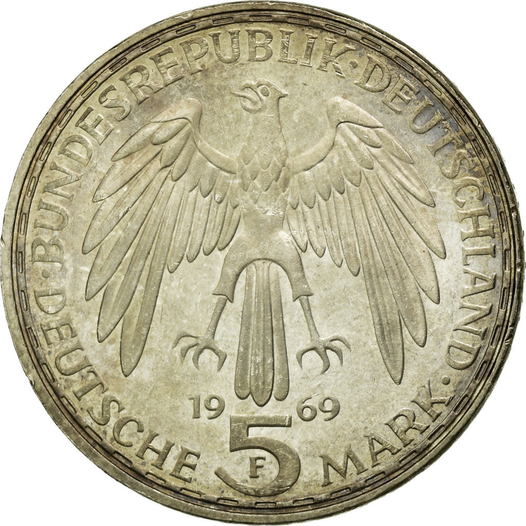 Coin, GERMANY - FEDERAL REPUBLIC, 5 Mark, 1969, Stuttgart, Germany, MS(63)