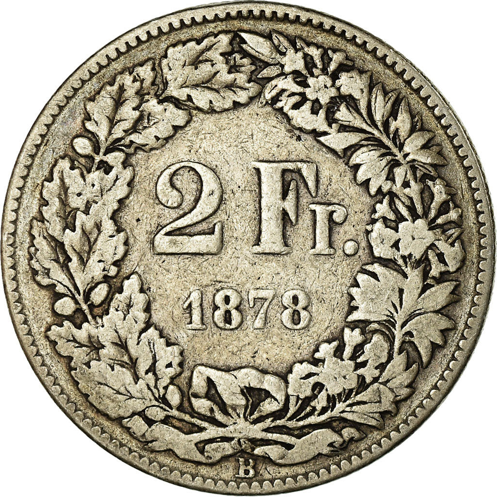 Coin, Switzerland, 2 Francs, 1878, Bern, VF(20-25), Silver, KM:21