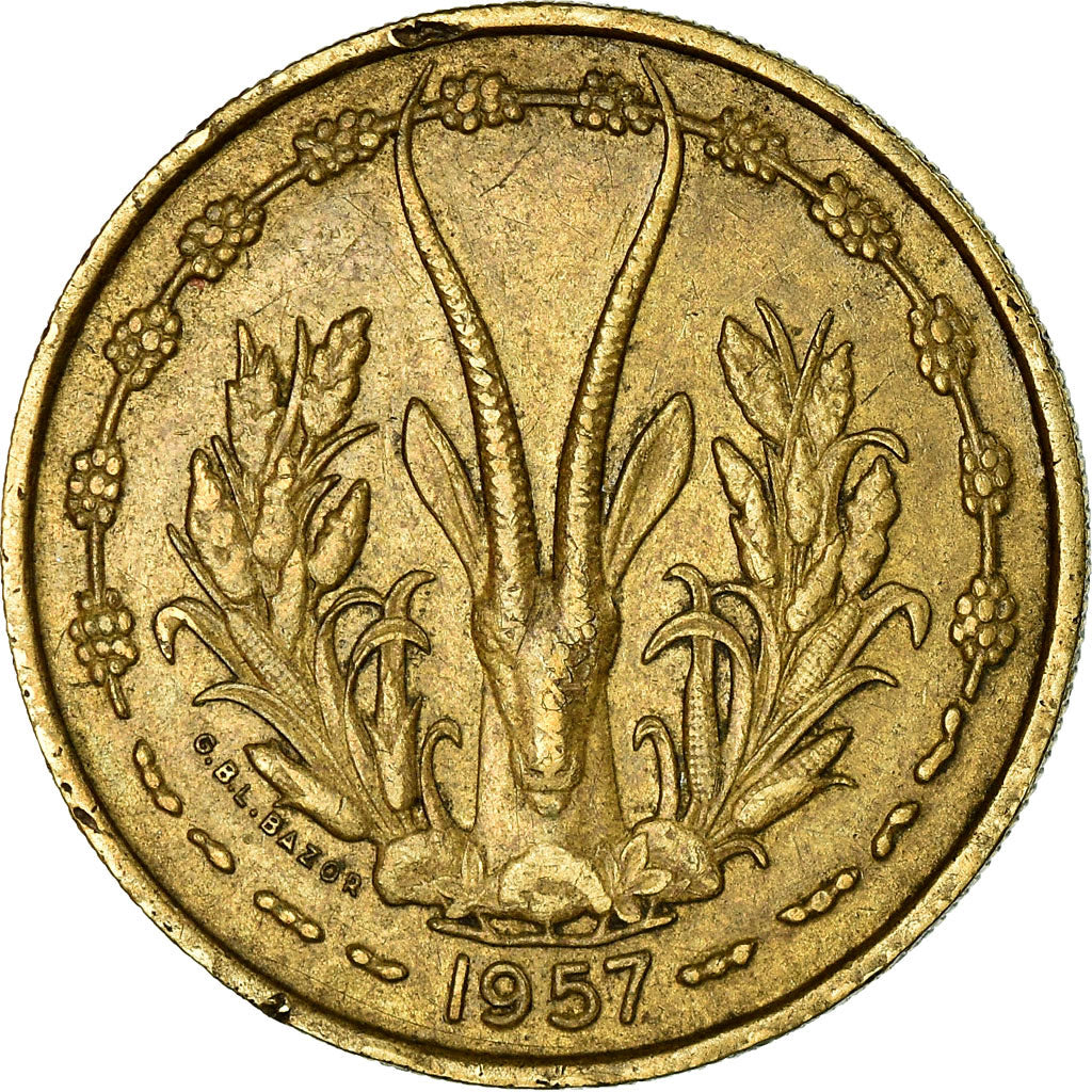 Coin, French West Africa, 25 Francs, 1957, EF(40-45), Aluminum-Bronze, KM:9