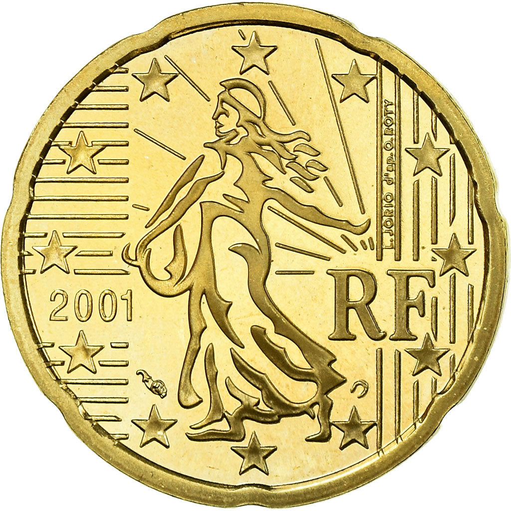 Frankrijk, 20 Euro Cent, 2001, BE, FDC, Tin, KM:1286