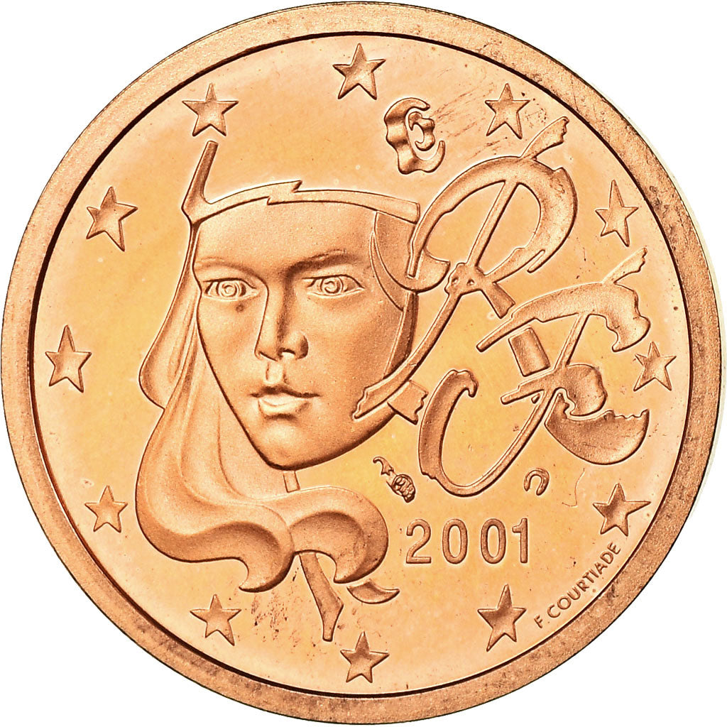 Francia, 5 Euro Cent, 2001, BE, FDC, Acciaio placcato rame, KM:1284