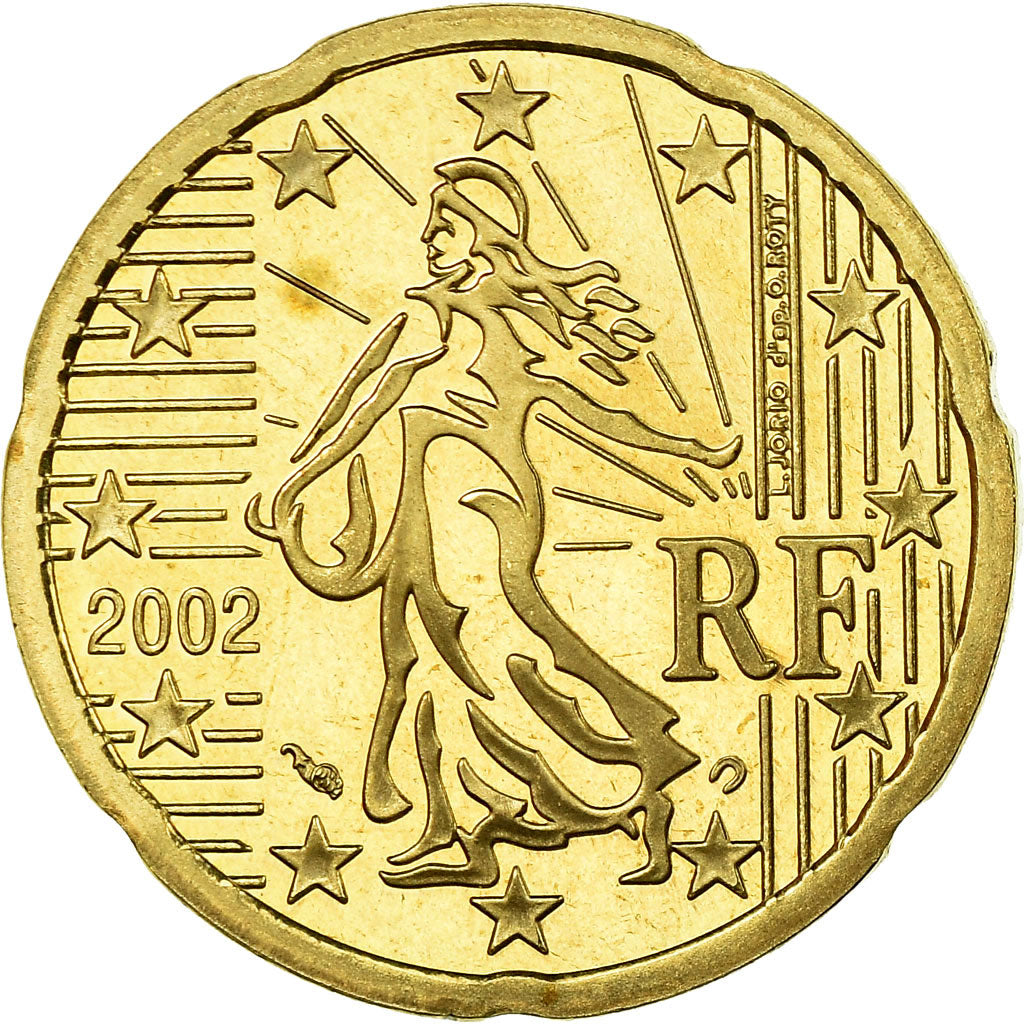 Francia, 20 Euro Cent, 2002, BE, FDC, Ottone, KM:1286