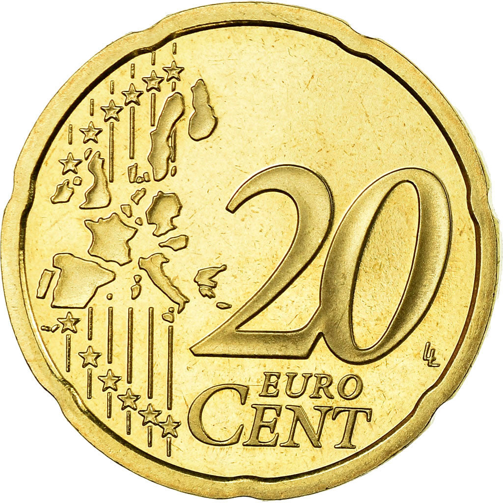 Francia, 20 Euro Cent, 2002, BE, FDC, Ottone, KM:1286