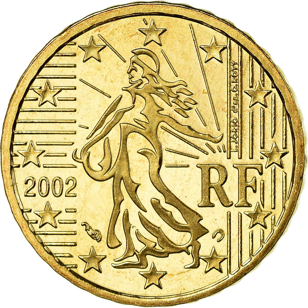 France, 10 Euro Cent, 2002, BE, MS(65-70), Brass, KM:1285