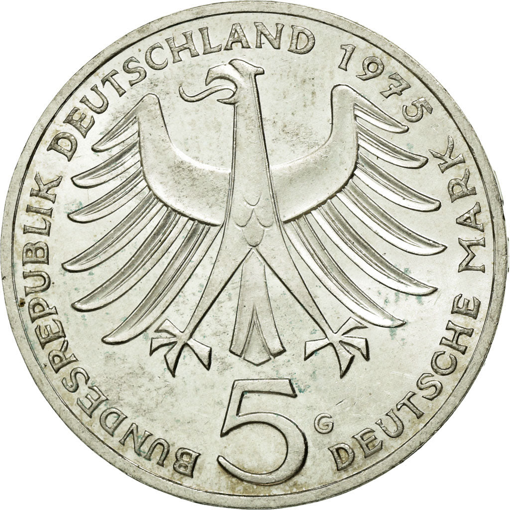 Coin, GERMANY - FEDERAL REPUBLIC, 5 Mark, 1975, Karlsruhe, Germany, MS(60-62)
