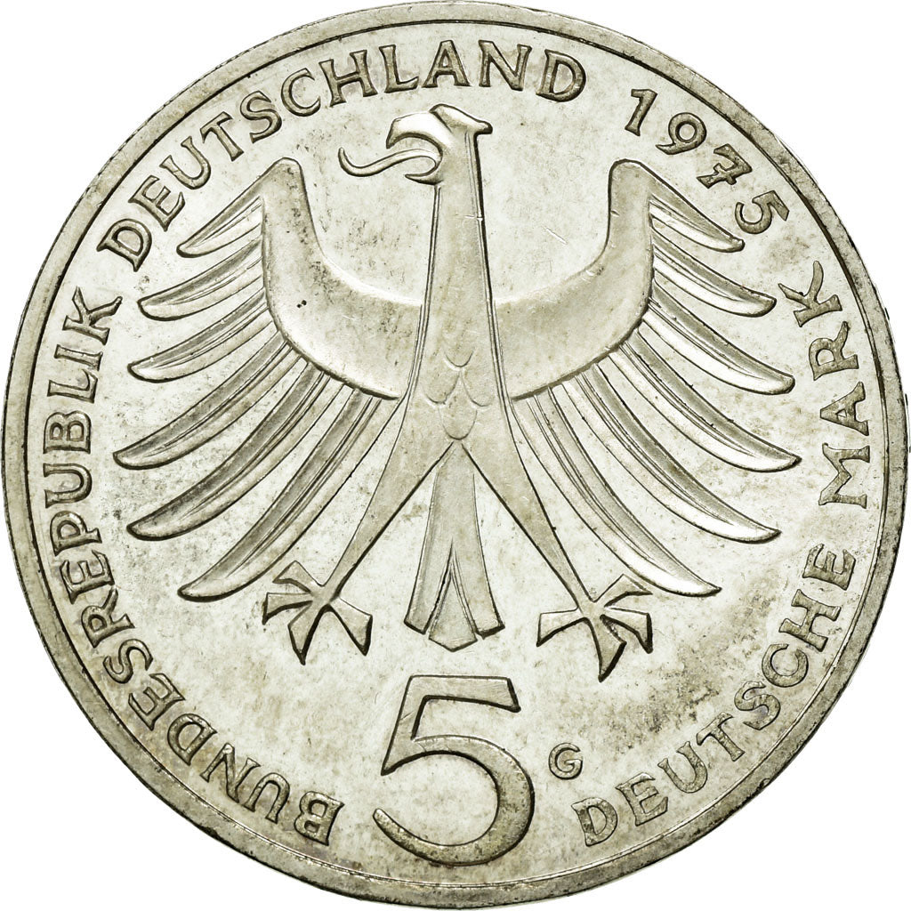 Moneta, GERMANIA - REPUBBLICA FEDERALE, 5 Mark, 1975, Karlsruhe, Germany, SPL