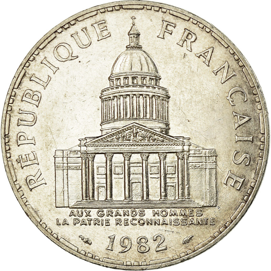 Moeda, França, Panthéon, 100 Francs, 1982, Paris, EF(40-45), Prata, KM:951.1