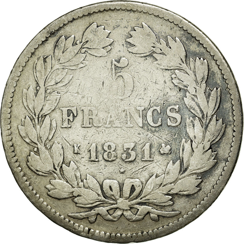 Coin, France, Louis-Philippe, 5 Francs, 1831, Bordeaux, VF(20-25), Silver