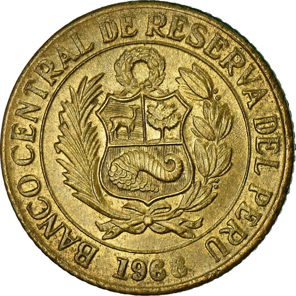 Münze, Peru, 10 Centavos, 1968, S+, Messing, KM:245.2