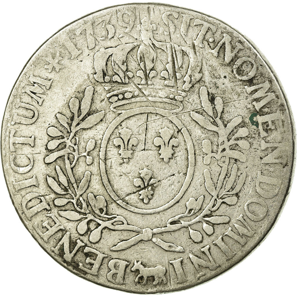 Coin, France, Louis XV, Écu de Béarn aux branches d'olivier, Ecu, 1739, Pau