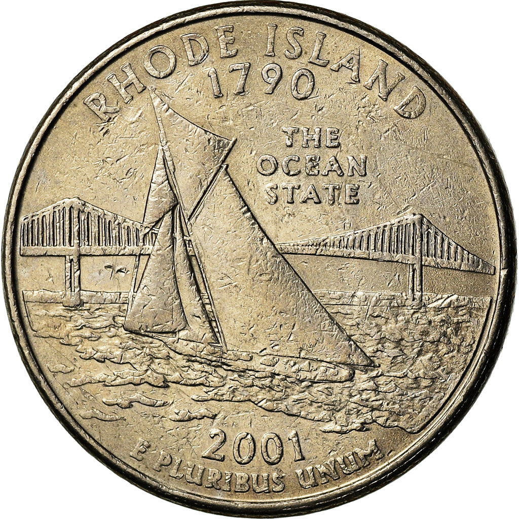 Moneta, Stati Uniti, Rhode Island, Quarter, 2001, Philadelphia, BB, Rame