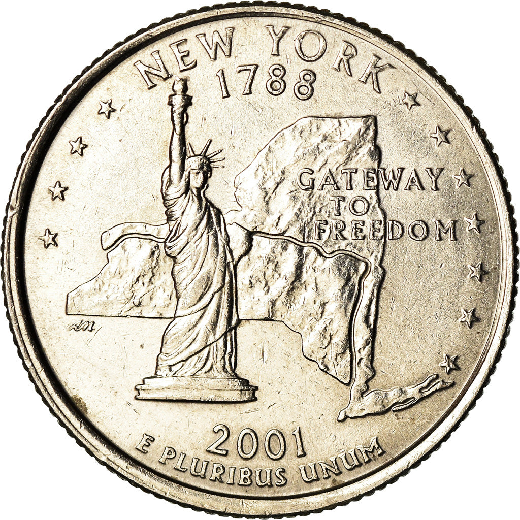 Moeda, Estados Unidos da América, New York, Quarter, 2001, Denver, AU(50-53)