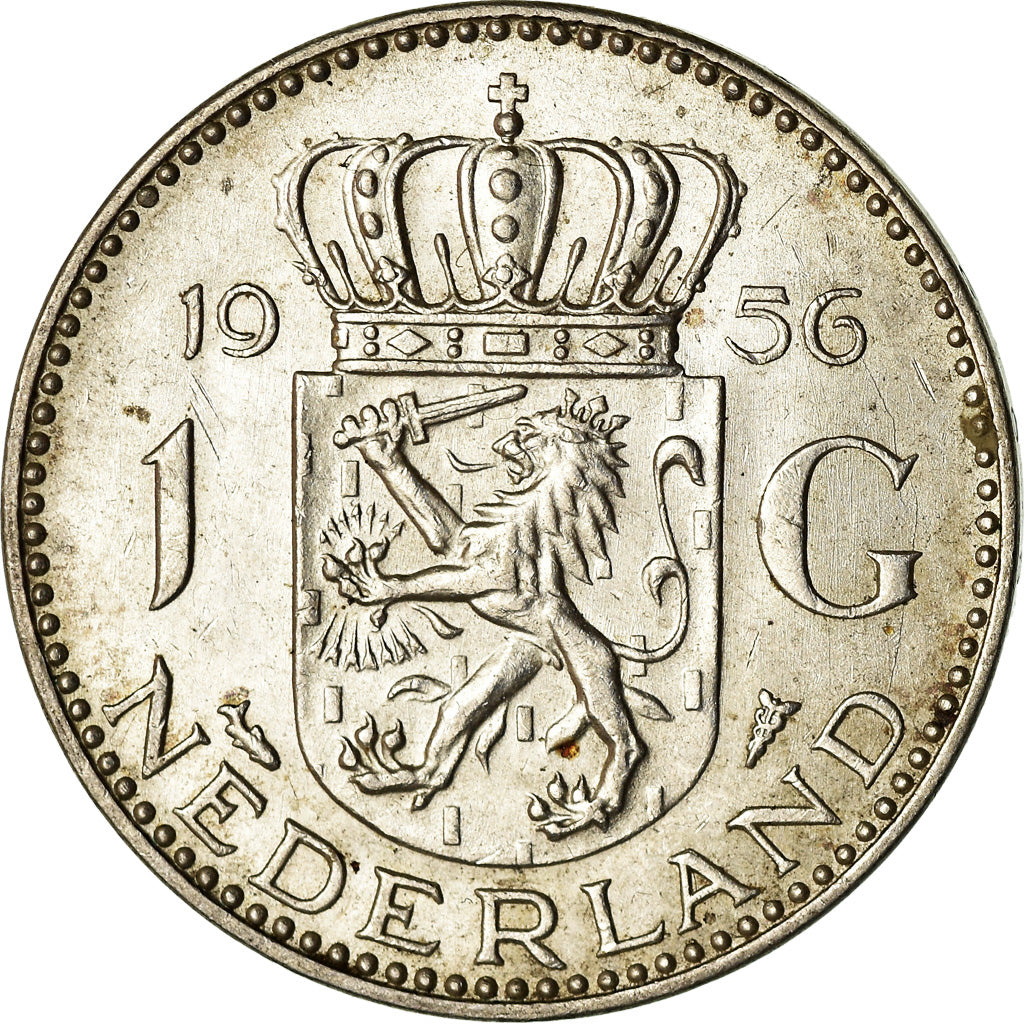 Coin, Netherlands, Juliana, Gulden, 1956, EF(40-45), Silver, KM:184