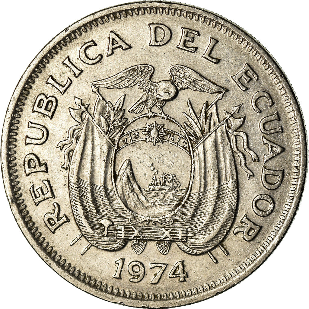 Moeda, Equador, Sucre, Un, 1974, EF(40-45), Aço Revestido a Níquel, KM:83