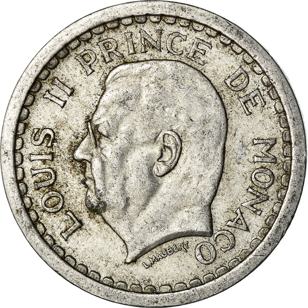 Coin, Monaco, Louis II, 2 Francs, Undated (1943), VF(30-35), Aluminum, KM:121