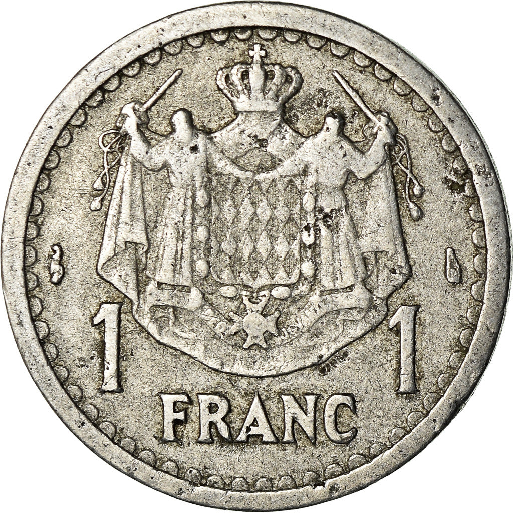 Moneta, Monaco, Louis II, Franc, 1943, BB, Alluminio, KM:120, Gadoury:131