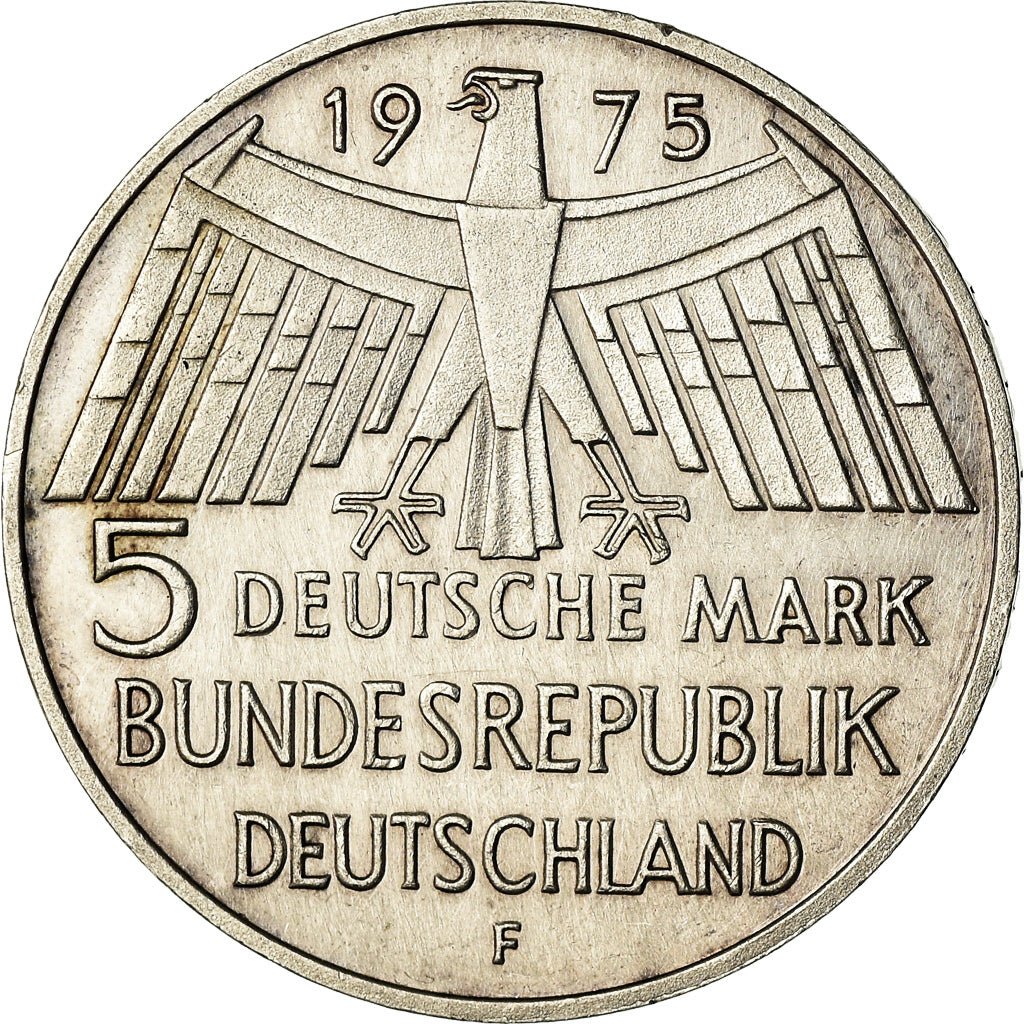 Coin, GERMANY - FEDERAL REPUBLIC, 5 Mark, 1975, Stuttgart, Germany, EF(40-45)