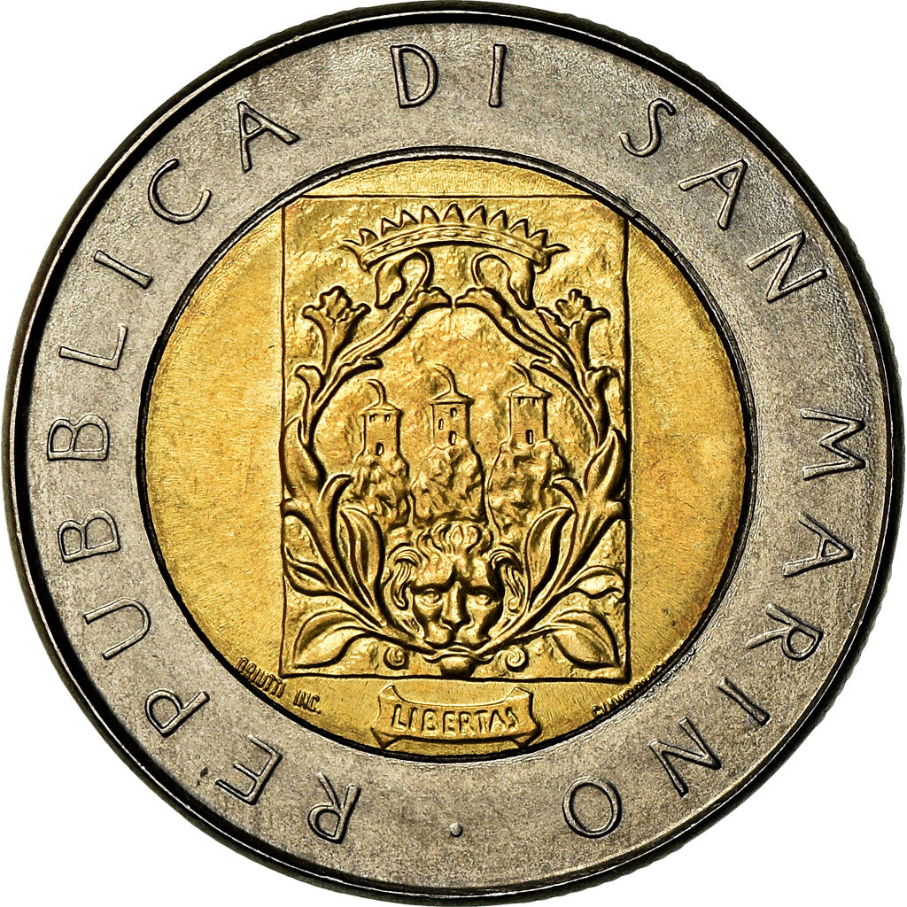 Coin, San Marino, 500 Lire, 1988, Rome, EF(40-45), Bi-Metallic, KM:226