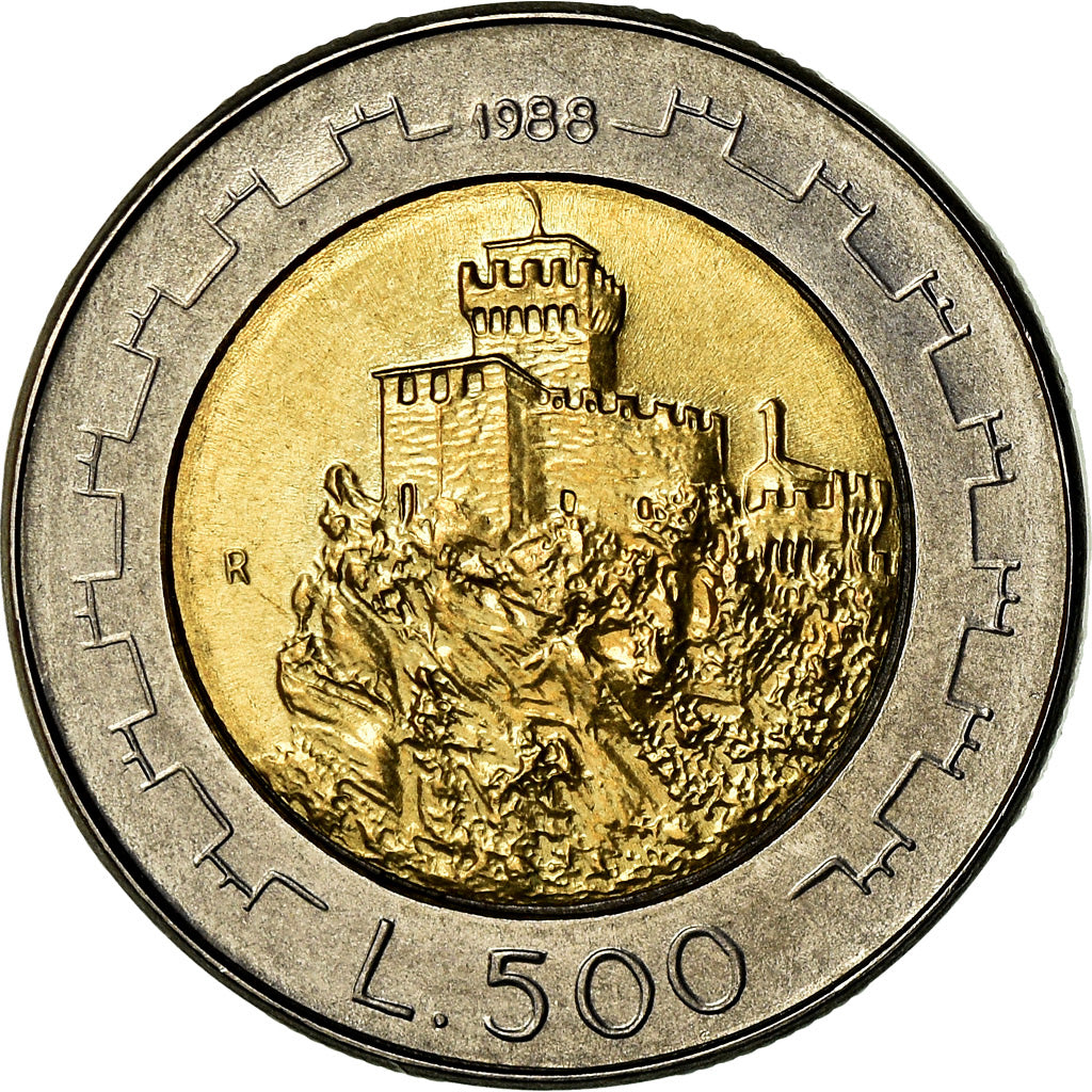 Coin, San Marino, 500 Lire, 1988, Rome, EF(40-45), Bi-Metallic, KM:226
