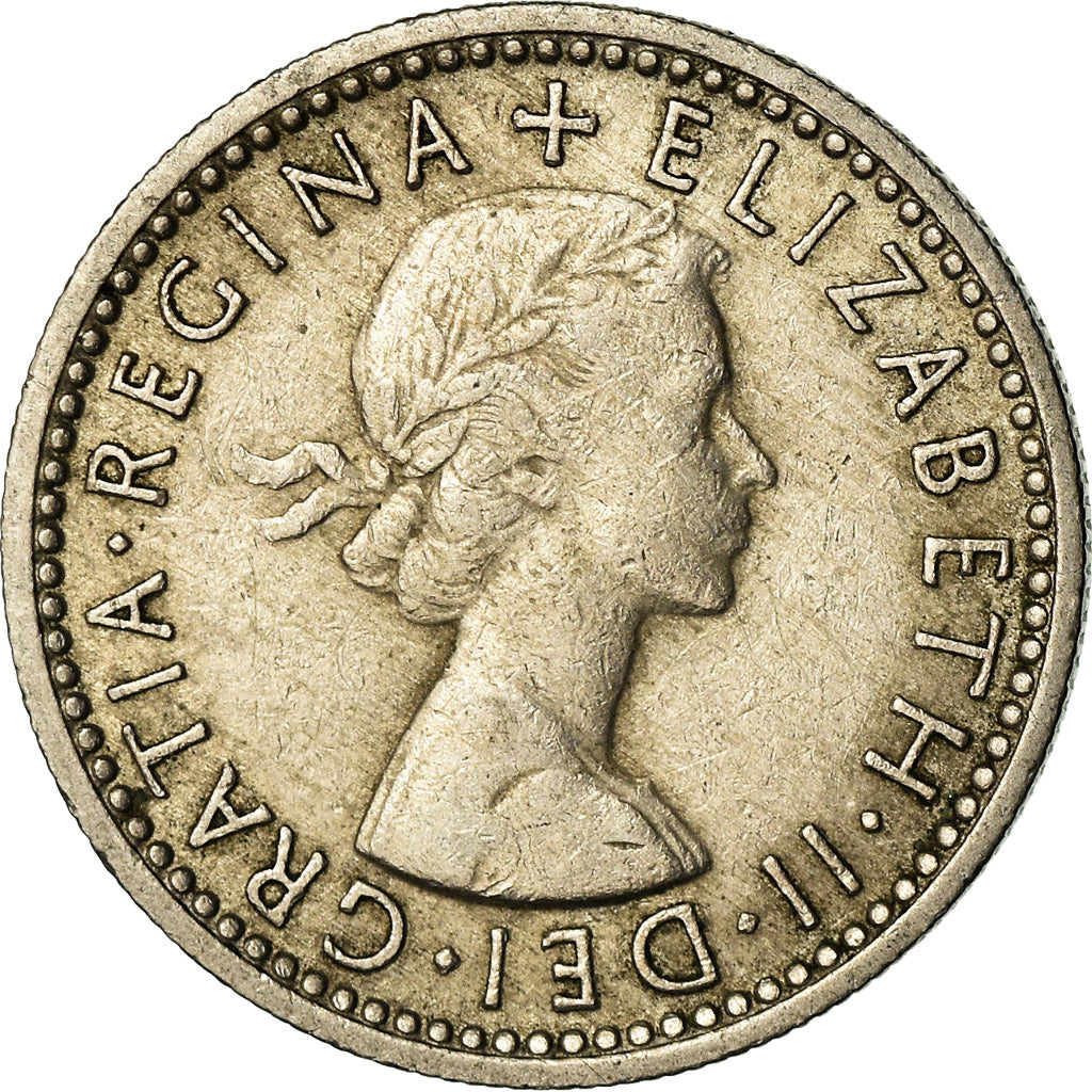 Moeda, Grã-Bretanha, Elizabeth II, 6 Pence, 1956, VF(30-35), Cobre-níquel