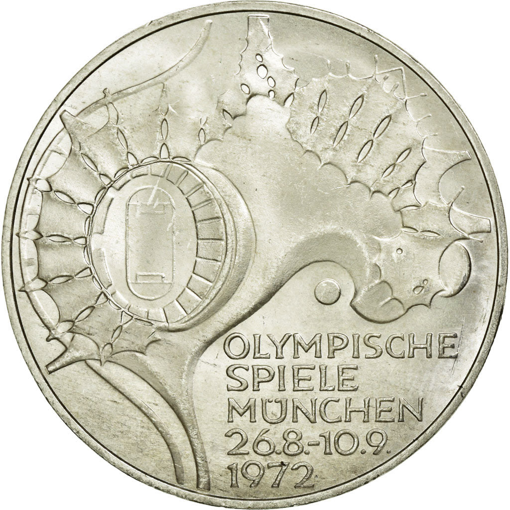 Coin, GERMANY - FEDERAL REPUBLIC, 10 Mark, 1972, Karlsruhe, MS(60-62), Silver