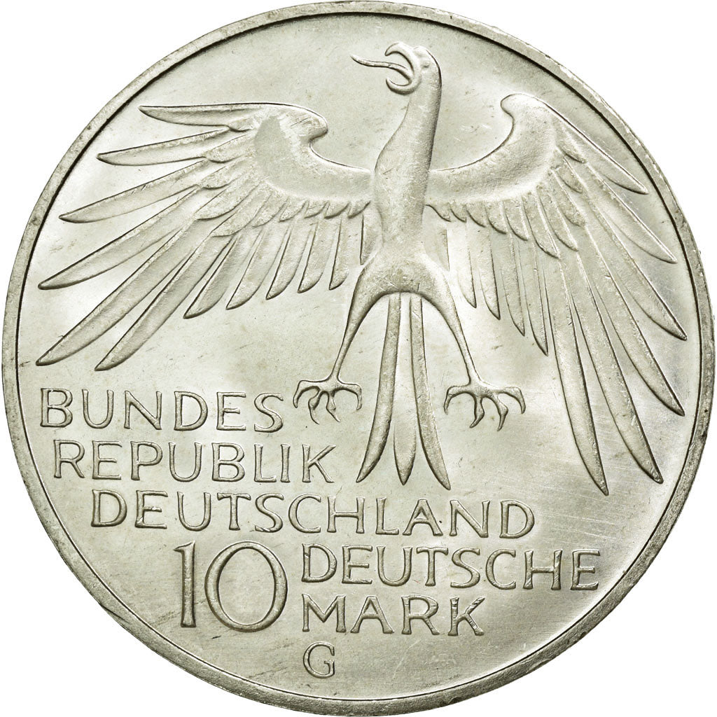 Coin, GERMANY - FEDERAL REPUBLIC, 10 Mark, 1972, Karlsruhe, MS(60-62), Silver