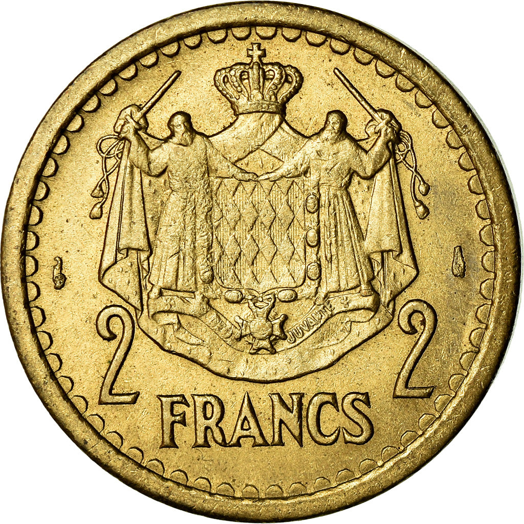 Monnaie, Monaco, 2 Francs, Undated (1943), Poissy, SUP, Cupro-Aluminium