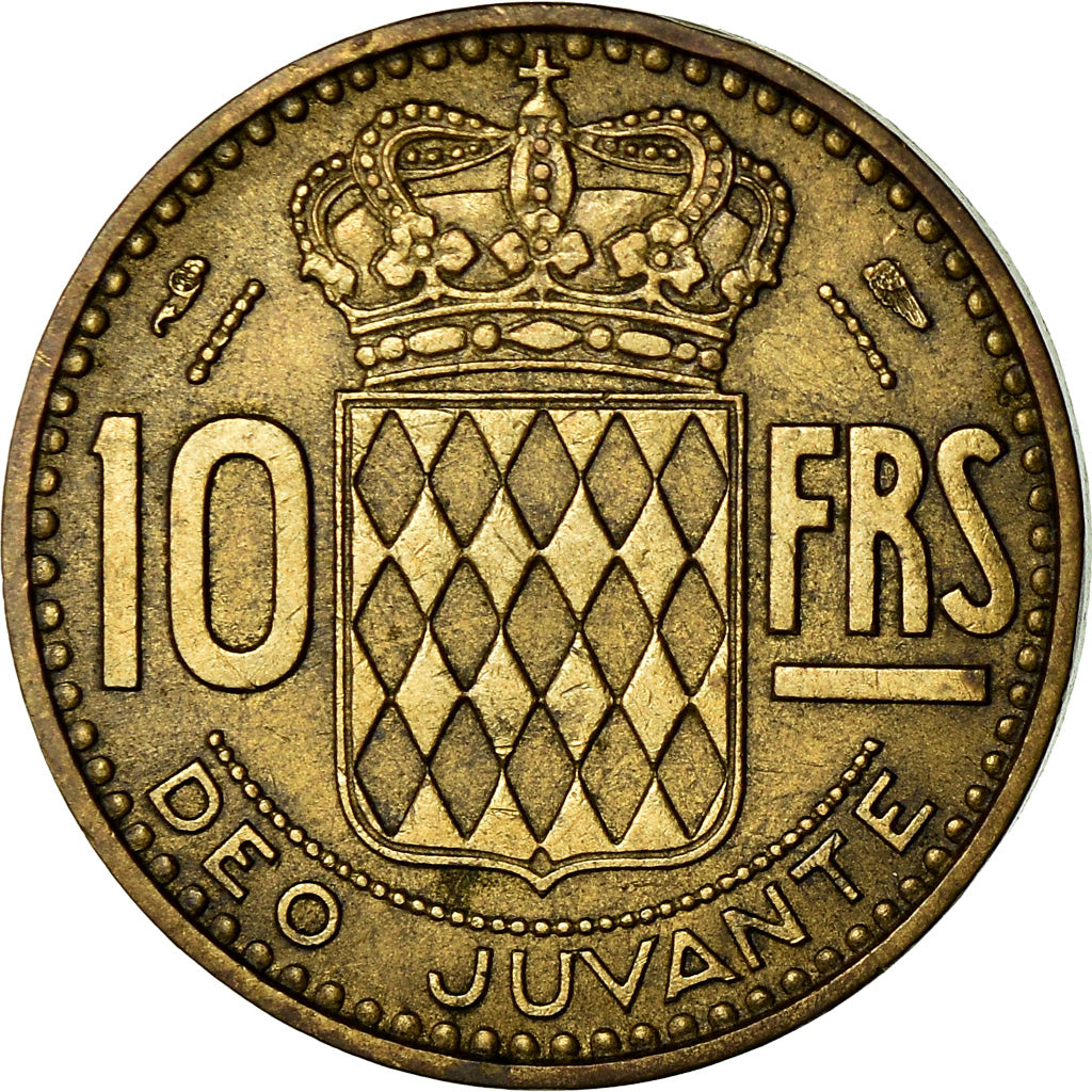 Coin, Monaco, Rainier III, 10 Francs, 1950, EF(40-45), Aluminum-Bronze, KM:130