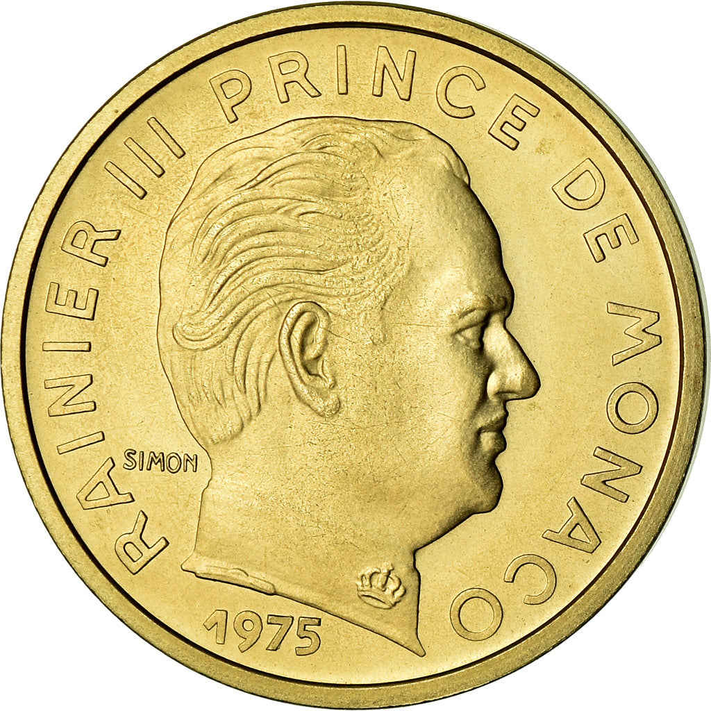 Coin, Monaco, Rainier III, 10 Centimes, 1975, FDC, MS(65-70), Aluminum-Bronze