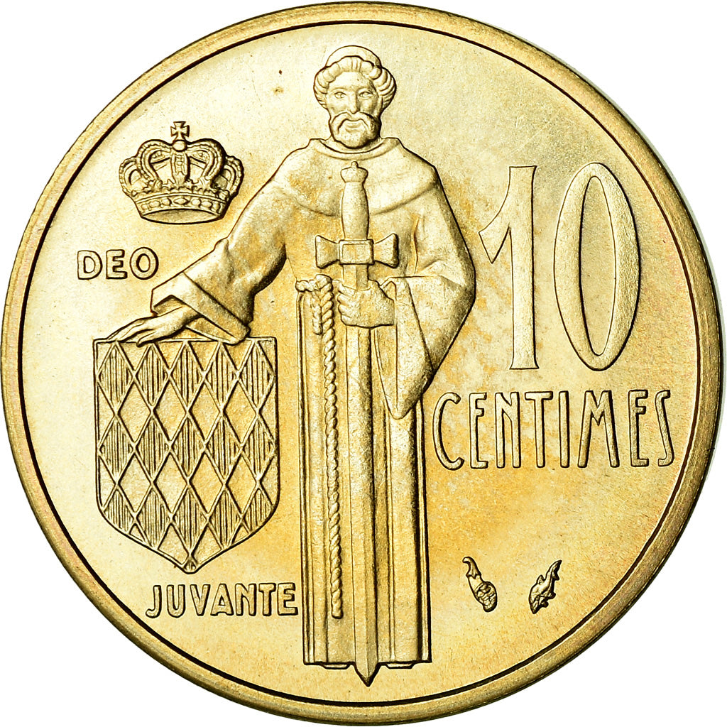 Coin, Monaco, Rainier III, 10 Centimes, 1975, FDC, MS(65-70), Aluminum-Bronze