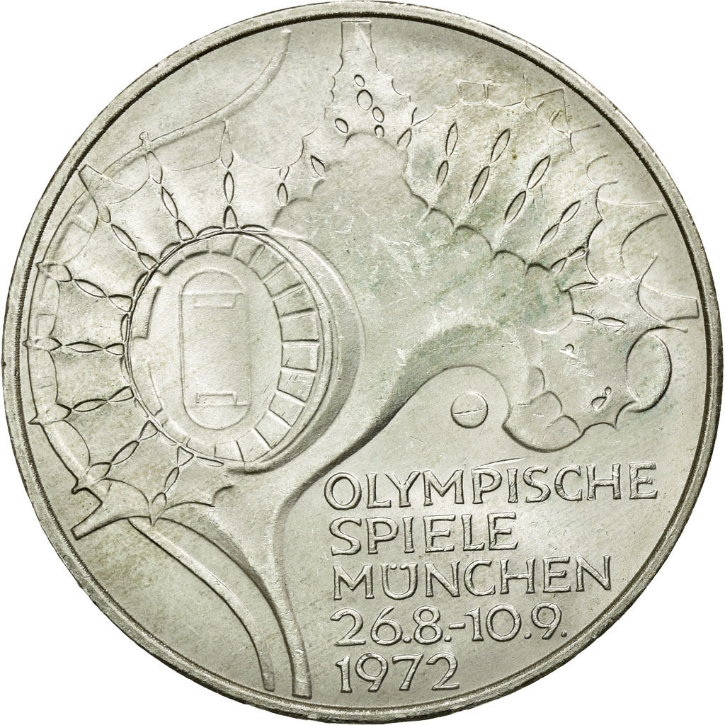 Moneta, Niemcy - RFN, 10 Mark, 1972, Munich, MS(60-62), Srebro, KM:133