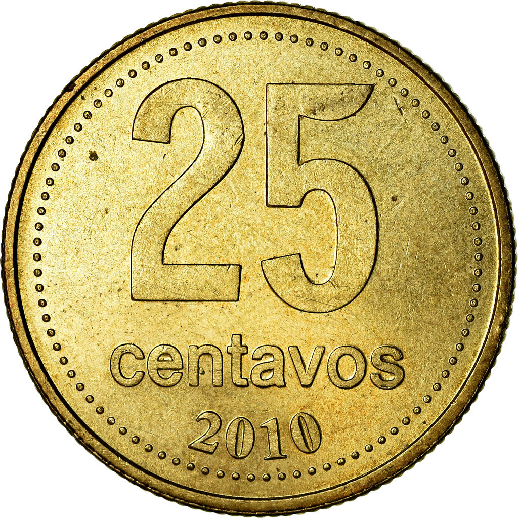 Moeda, Argentina, 25 Centavos, 2010, EF(40-45), Alumínio-Bronze, KM:110.1