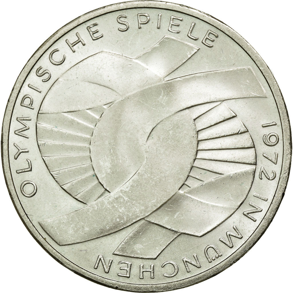 Moneda, ALEMANIA - REPÚBLICA FEDERAL, 10 Mark, 1972, Stuttgart, EBC+, Plata