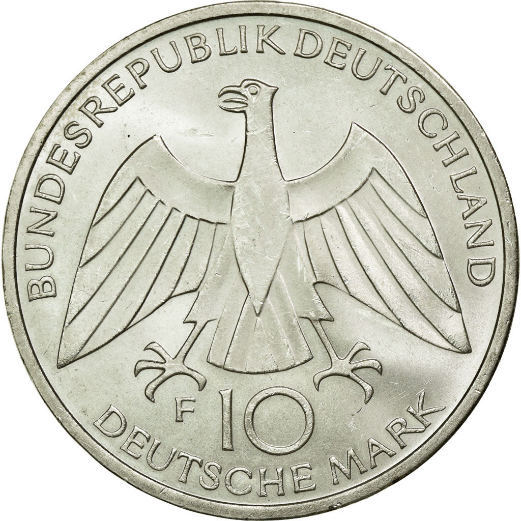Moneda, ALEMANIA - REPÚBLICA FEDERAL, 10 Mark, 1972, Stuttgart, EBC+, Plata