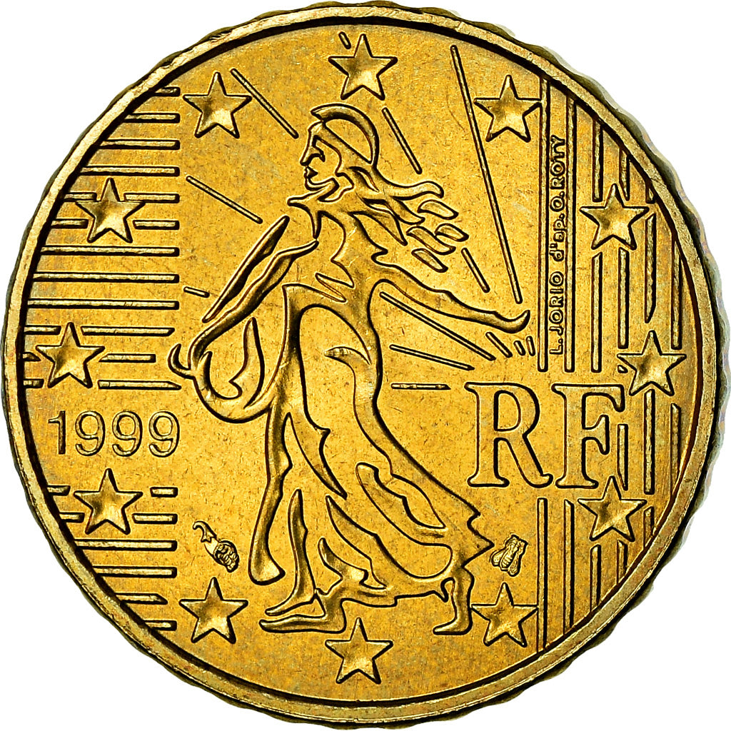 Francia, 10 Euro Cent, 1999, MBC+, Latón, Gadoury:4., KM:1285