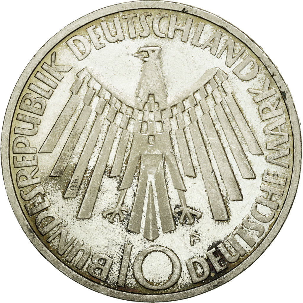 Coin, GERMANY - FEDERAL REPUBLIC, 10 Mark, 1972, Stuttgart, MS(60-62), Silver
