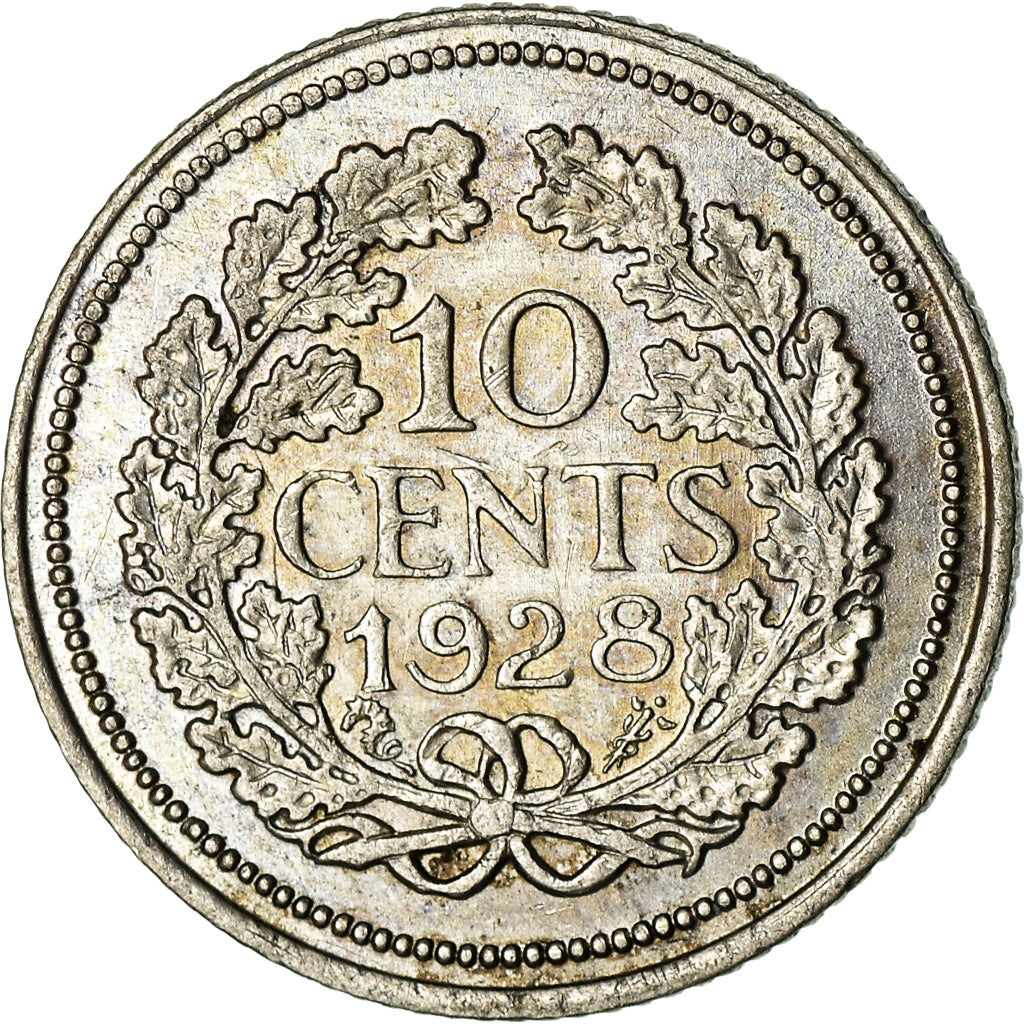Coin, Netherlands, Wilhelmina I, 10 Cents, 1928, EF(40-45), Silver, KM:163