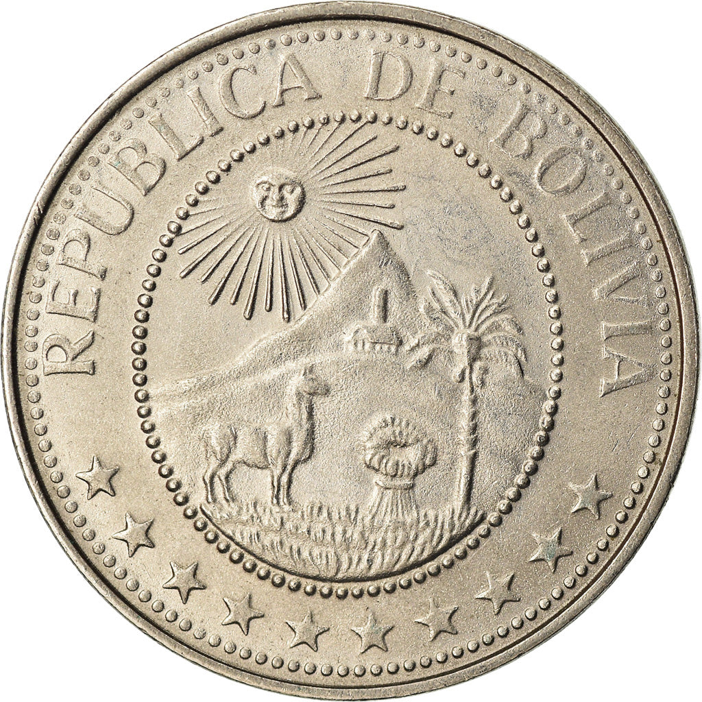 Coin, Bolivia, 20 Centavos, 1967, EF(40-45), Nickel Clad Steel, KM:189