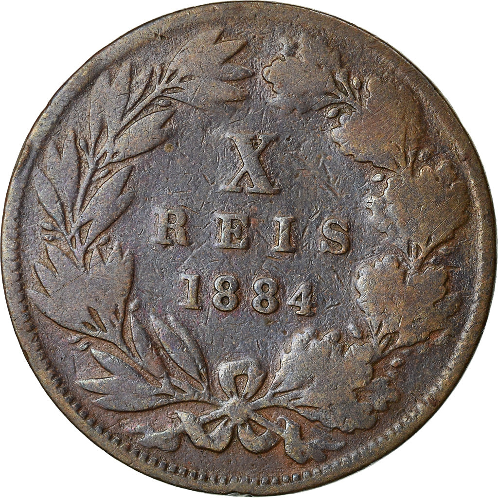 Münze, Portugal, Luiz I, 10 Reis, 1884, S, Bronze, KM:526