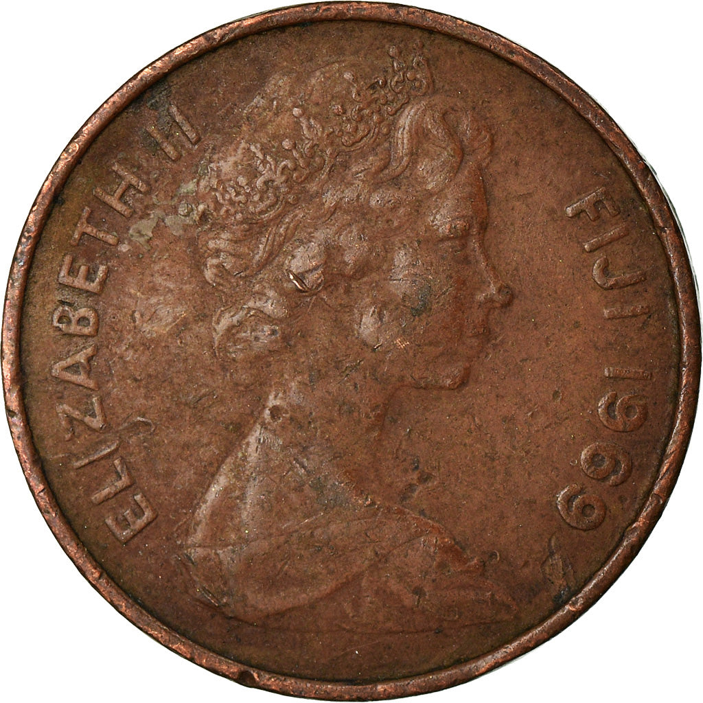 Moneda, Fiji, Elizabeth II, Cent, 1969, BC+, Bronce, KM:27