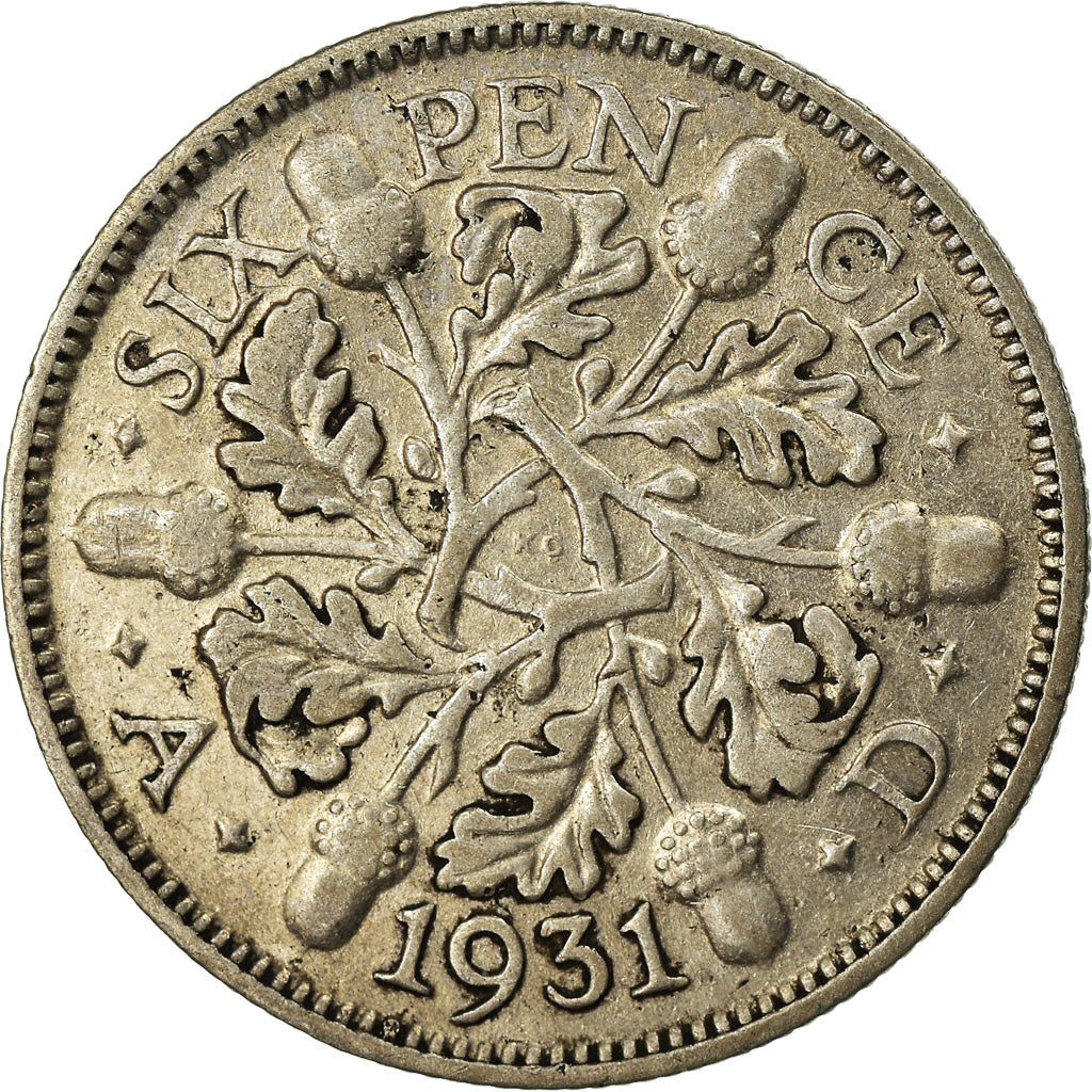 Münze, Großbritannien, George V, 6 Pence, 1931, S+, Silber, KM:832